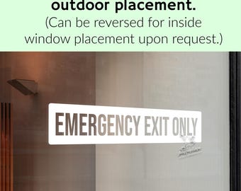 Emergency Exit Only Sign - 8 Inch Wide Sticker Decal For Business Store Window