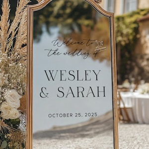 Personalized Wedding Decal - Wedding Mirror Sticker - Elegant Custom Vinyl Decal for Wedding Welcome Signs, Mirror Decor, & Reception Decor