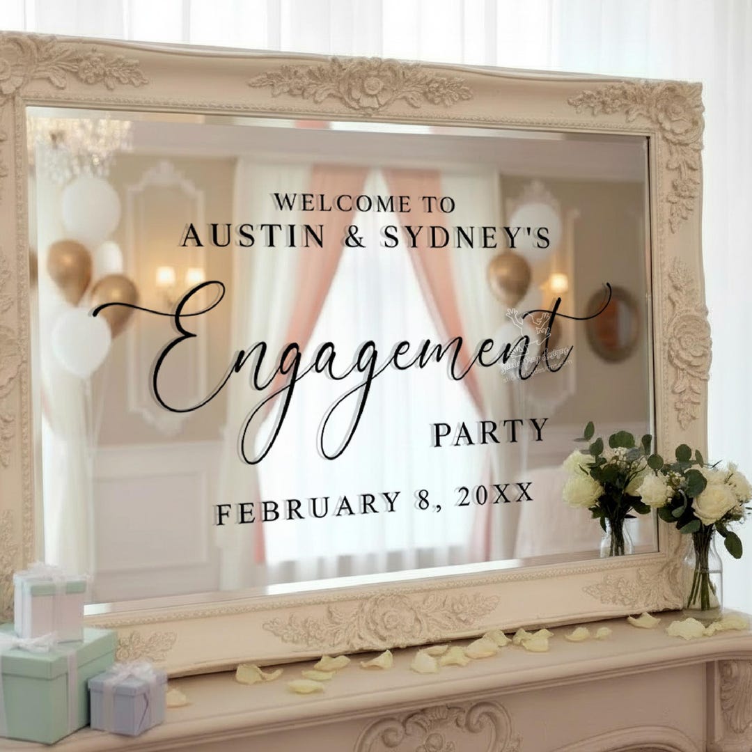 Custom Engagement Decal – Engagement Party Welcome Sign Sticker ...