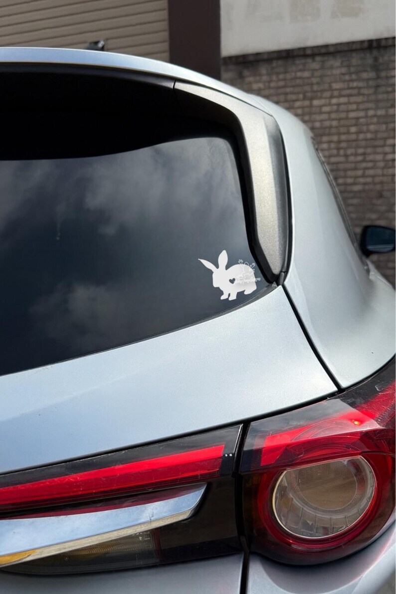 Sticker lapin coeur - Sticker lapin en vinyle pour voiture, ordinateur portable, gobelet - Cadeau pour amoureux des lapins - Plus de 20 couleurs - Sticker silhouette de lapin mignon image 2