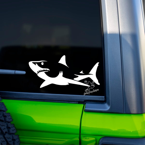 Shark Decal for Cars, Tumblers, Laptops and More - Shark Vinyl Sticker - Fishing Window Decal - Beach Bumper Sticker - Ocean Surfing Gift