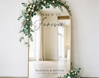 Custom Wedding Mirror Decal - Mirror Welcome Sign Vinyl - Wedding Sign Decal for Mirror - Here’s to Forever Mirror Sign