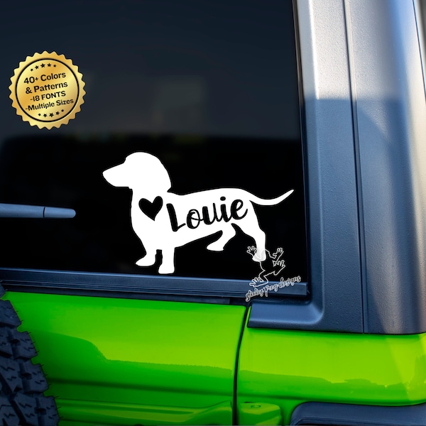 Personalized Dachshund Decal - Custom Wiener Dog Sticker for Cars, Tumblers, Laptops & More - Dachshund Gift - Dog Name Vinyl Sticker