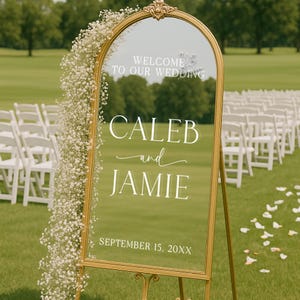 Welcome to Our Wedding Sign - Vinyl Wedding Mirror Sticker - Custom Name Decal for Wedding Mirror - Personalized Reception Decor
