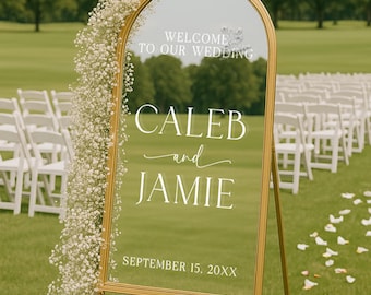 Welcome to Our Wedding Sign - Vinyl Wedding Mirror Sticker - Custom Name Decal for Wedding Mirror - Personalized Reception Decor