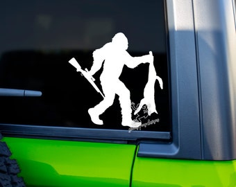 Coyote Hunting Decal for Cars & Trucks, Tumblers and More - Coyote Hunting Sasquatch Vinyl Sticker - Hunting Gift - Bigfoot Truck Decal