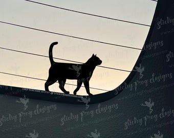 Cat Decal - Walking Cat Silhouette Sticker - Tiny Cat Easter Egg Vinyl Decal for Car Window - Custom Cat Sticker - Cute Cat Car Accessory