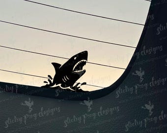 Shark Decal – Shark Easter Egg Sticker – Great White Vinyl Sticker for Car, Truck, Laptop, Tumbler – Shark Silhouette – Shark Lover Gift