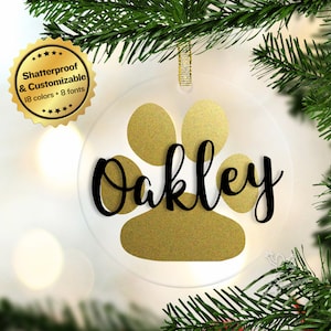 Personalized Dog Ornament - Custom Pet Christmas Tree Decor - Gift for Dog or Cat Lovers - Holiday Keepsake - Shatterproof Tree Bauble