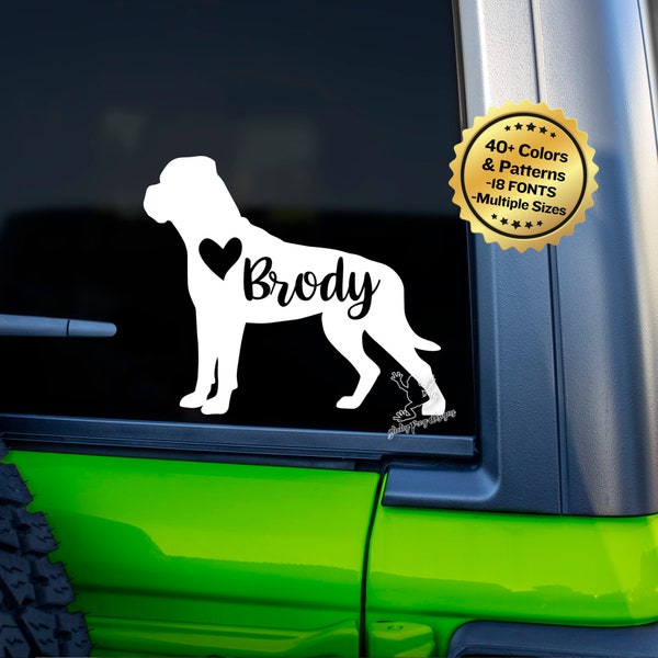Personalized Mastiff Decal for Cars, Tumblers, Laptops and more - Bull Mastiff Vinyl Sticker - Custom Mastiff Mom Dad Gift - Pet Name Decal