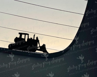 Bulldozer Vinyl Decal – Construction Equipment Sticker, Dozer Car Window Decal for Trucks, Work Vehicles, Toolboxes