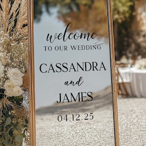 Personalized Wedding Decal - Wedding Mirror Sticker - Elegant Custom Vinyl Decal for Wedding Welcome Signs, Mirror Decor, & Reception Decor