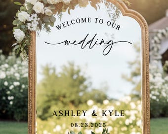 Welcome to Our Wedding Decal - Personalized Wedding Mirror Sticker - Elegant Vinyl Decal for Wedding Signs, Mirror Decor, & Reception Decor