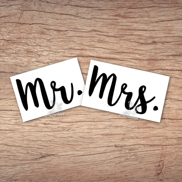 Mr Mrs Decal Set, Mr & Mrs Decal, Mr and Mrs Decal for Signs, Wedding Decals, Wedding Stickers, Mr and Mrs Decal for Cups, Wifey Hubby Decal