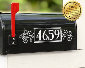 Fancy Mailbox Number Decal Pesonalized with House Number - Vinyl Mailbox Decor - Mailbox Number Sticker - Curb Appeal Decor for Mailboxes