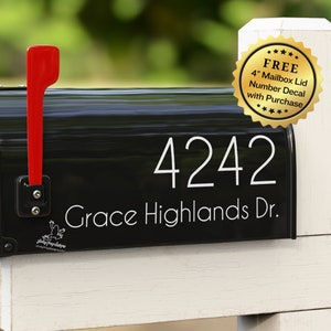 Mailbox Decal Personalized with House Number & Address - Contemporary Mailbox Decor - House Number Vinyl Decal - Modern Curb Appeal