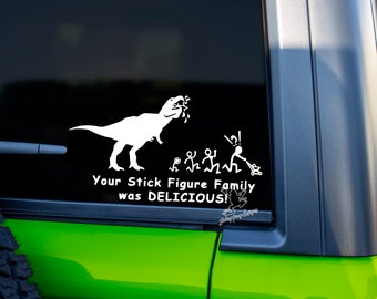 T-Rex Dinosaur Stick Family Funny DieCut Vinyl Window...
