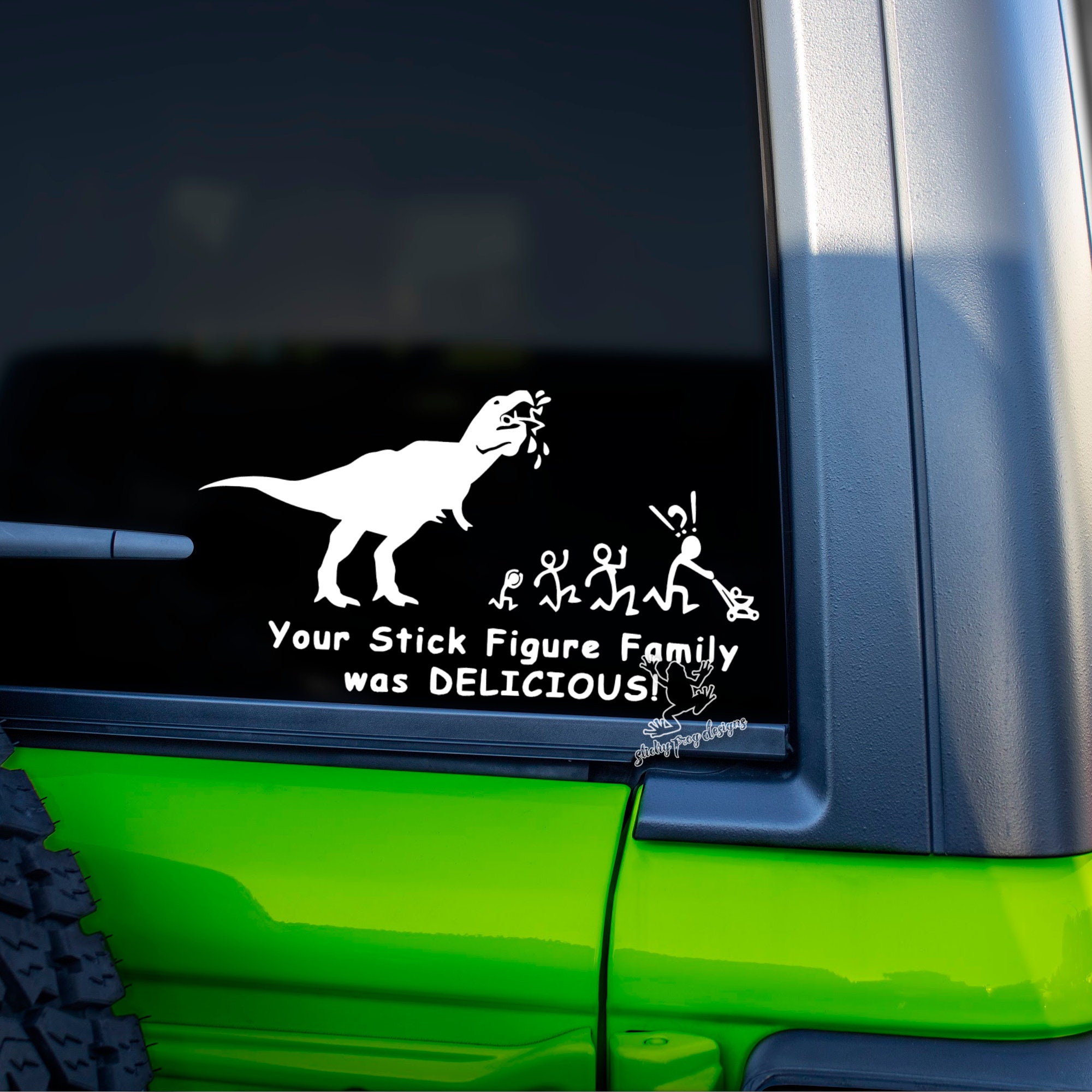 thumbnail image 2 of T-Rex Dinosaur Stick Family Die-Cut Vinyl Decal – Funny Car Window Sticker 2 of 6