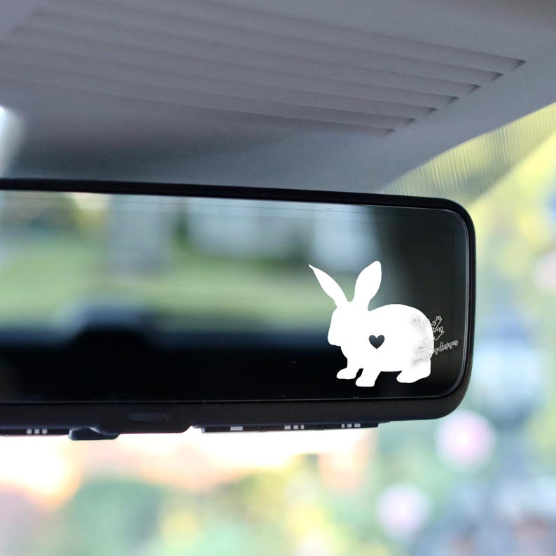 Sticker lapin coeur - Sticker lapin en vinyle pour voiture, ordinateur portable, gobelet - Cadeau pour amoureux des lapins - Plus de 20 couleurs - Sticker silhouette de lapin mignon image 3