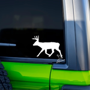 Whitetail Deer Decal - Buck Silhouette Vinyl Decal – Whitetail Hunting Sticker for Car, Truck, Laptop, Cooler - Hunter Gift