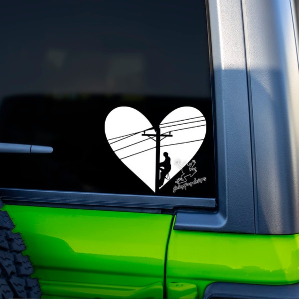 Lineman Wife Decal for Cars, Tumblers, Laptops and More - Lineman Vinyl Window Sticker - Lineman Heart Decal - Car Accessories - Line Wife