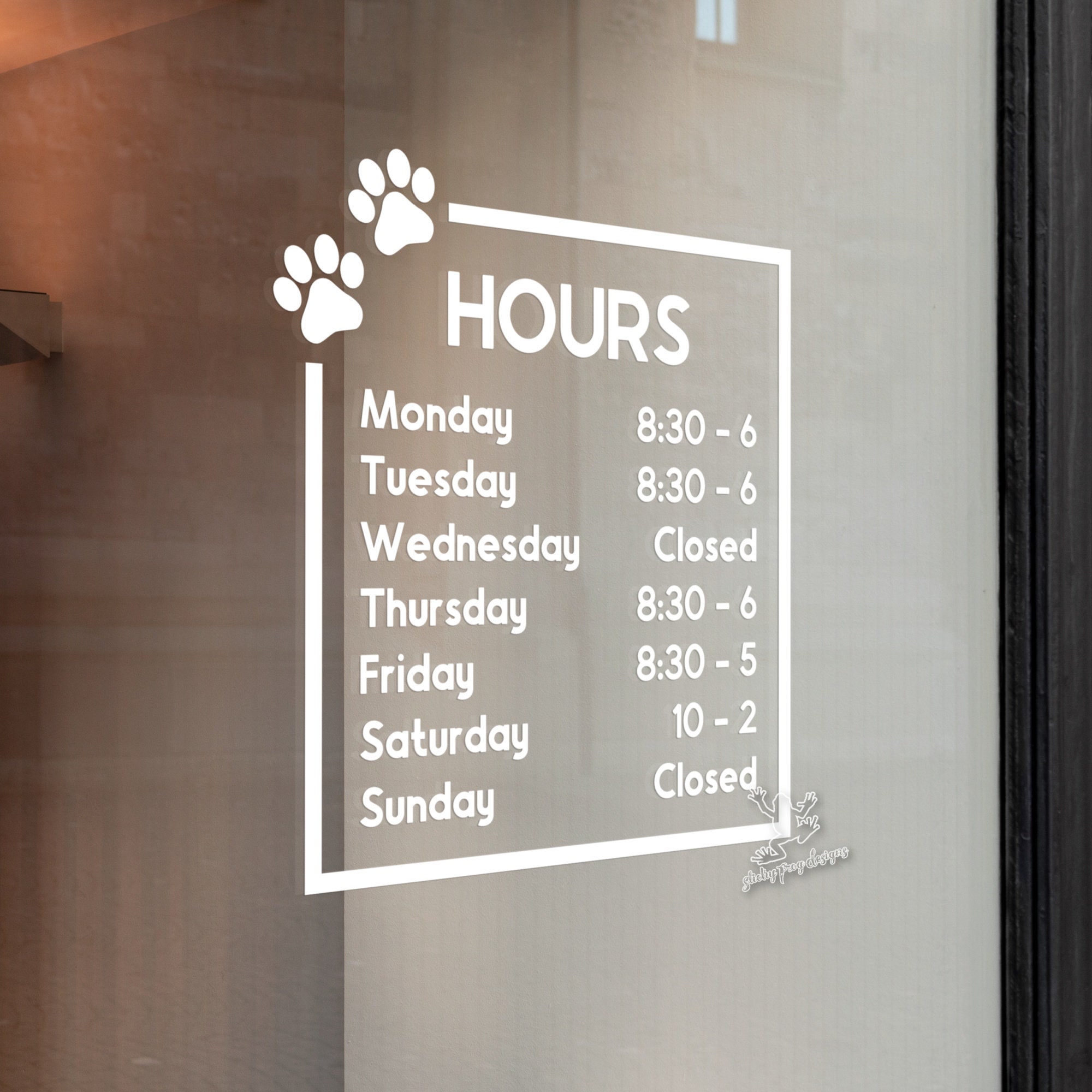 Vets Open Sign Vet Office Hours Decal - Personalized Pet Store Signage - Custom Open ...