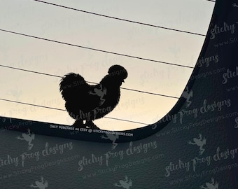 Silkie Chicken Decal – Silkie Silhouette Sticker – Chicken Window Decal – Chicken Lover Gift