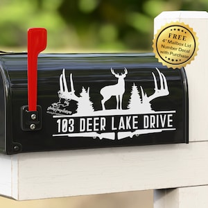 Personalized Deer Mailbox Decal - Custom Hunting Lodge Address Sticker - Mailbox Decor - Unique Housewarming Gift - Scenic Mailbox Vinyl