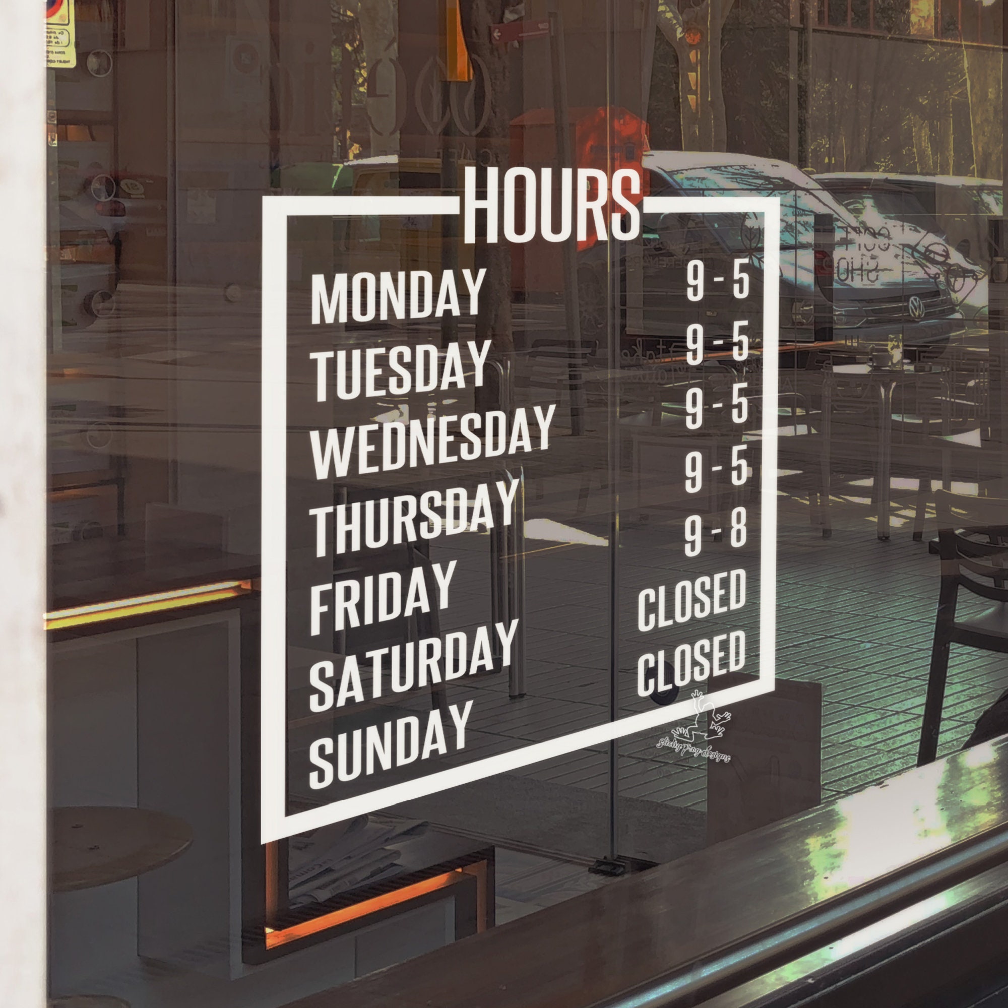 Store Hours Decal - Personalized Business Signage - Custom Open Close ...