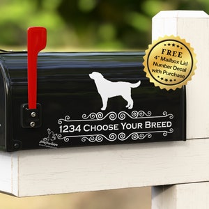 Personalized Dog Mailbox Decal - Choose Your Size, Color & Breed - House Address Sticker - Custom Street Name Decal - Dog Mailbox Decor