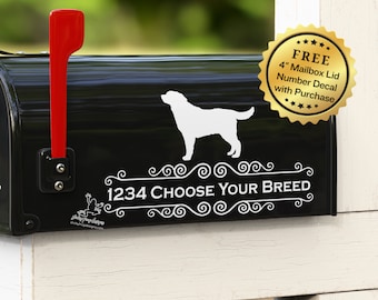 Personalized Dog Mailbox Decal - Choose Your Size, Color & Breed - House Address Sticker - Custom Street Name Decal - Dog Mailbox Decor