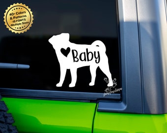 Personalized Pug Name Decal f- Custom Pug Sticker for Cars, Tumblers, Laptops and More - Personalized Pug Gift - Customized Dog Mom Gift