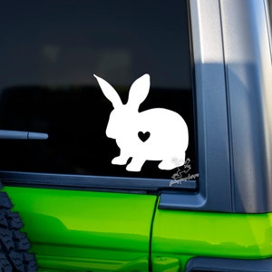 Rabbit Heart Decal – Bunny Vinyl Sticker for Car, Laptop, Tumbler – Pet Rabbit Lover Gift – 20+ Colors – Cute Bunny Silhouette Decal