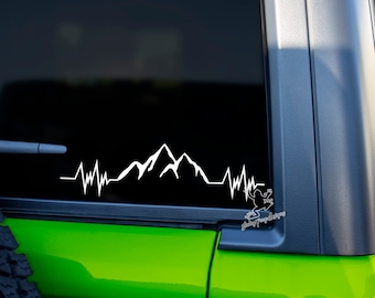 Mountain Heartbeat Vinyl Decal – Adventure Outdoor Sticker for Car, Laptop, Tumbler - Hiking Lover Gift - 20+ Colors Available