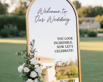 Welcome to Our Wedding Mirror Decal – Wedding Sign Vinyl for Mirror or Acrylic - Personalized Wedding Vinyl Lettering