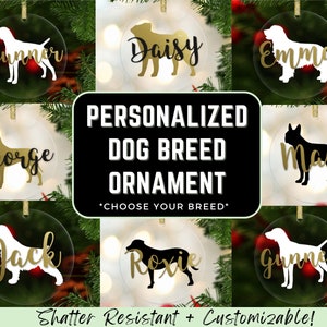Customized Dog Ornament - Custom Dog Christmas Tree Decor - Personalized Gift for Dog Lovers - Holiday Keepsake - Shatterproof Tree Bauble