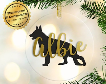 Personalized German Shepherd Ornament - Custom GSD Christmas Tree Decor - Gift for Dog Lovers - Holiday Keepsake - Shatterproof  Bauble