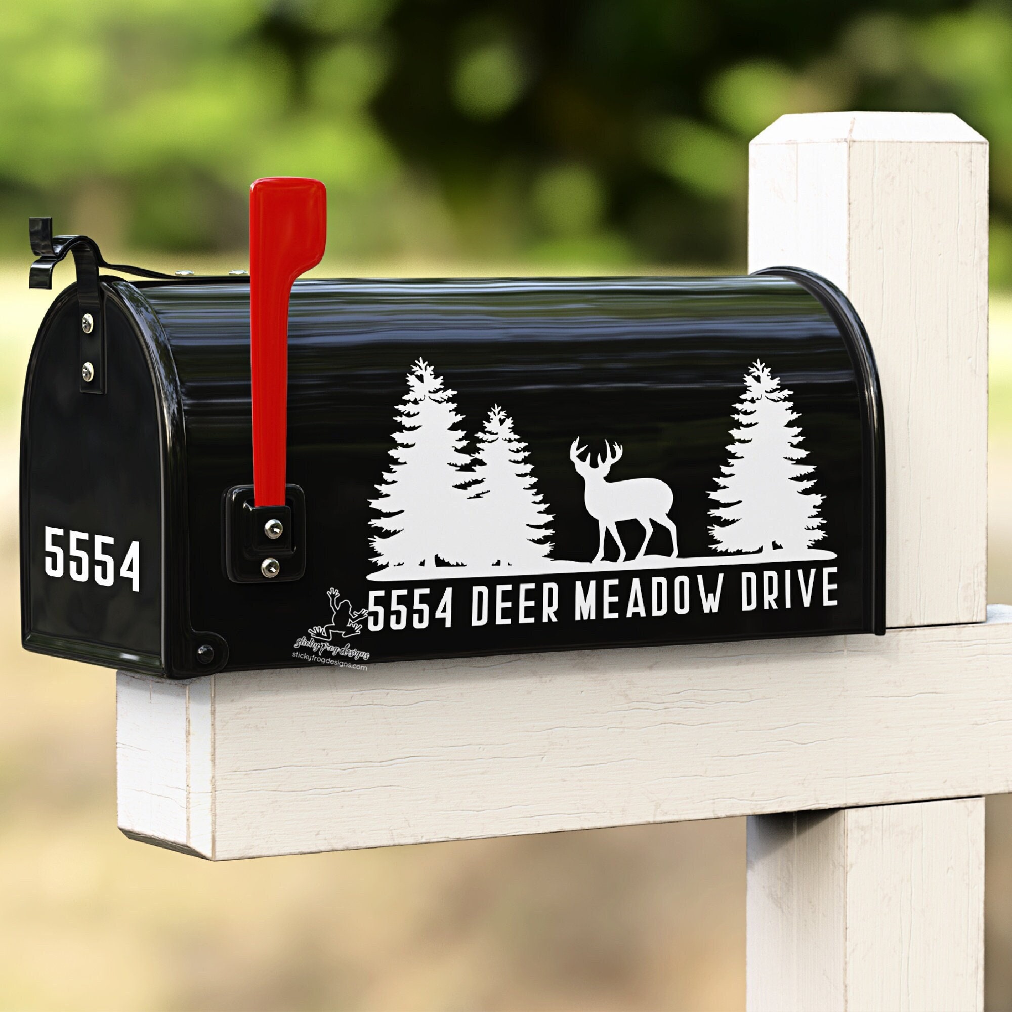 Rustic Deer Mail Box Personalized Deer Mailbox Decal - Custom Hunting Lodge Address Sticker ...