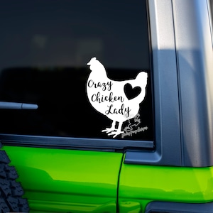 Crazy Chicken Lady Decal for Cars, Tumblers, Laptops and More - Chicken Lady Vinyl Window Sticker - Chicken Gift - Hen Theme Car Accessories