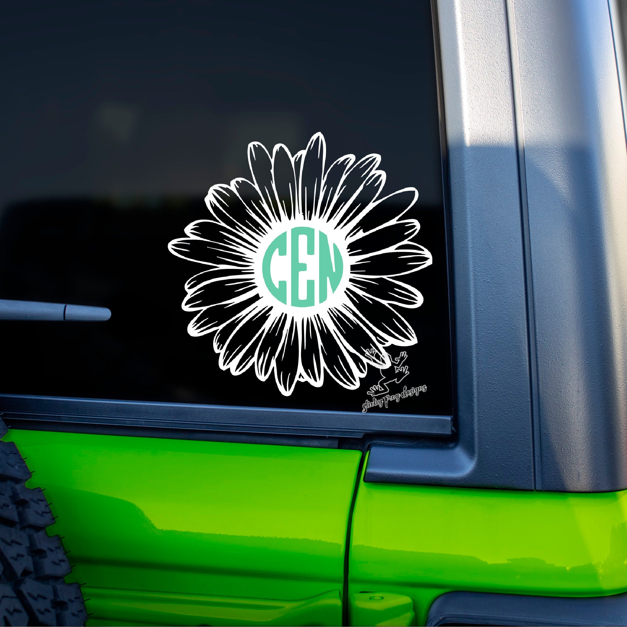 Custom Monogram Car Window Decal Vine Font Personalized Initials Stickers 