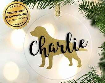 Personalized Lab Ornament - Custom Labrador Christmas Tree Decor - Gift for Lab Lovers - Holiday Keepsake - Shatterproof Tree Bauble