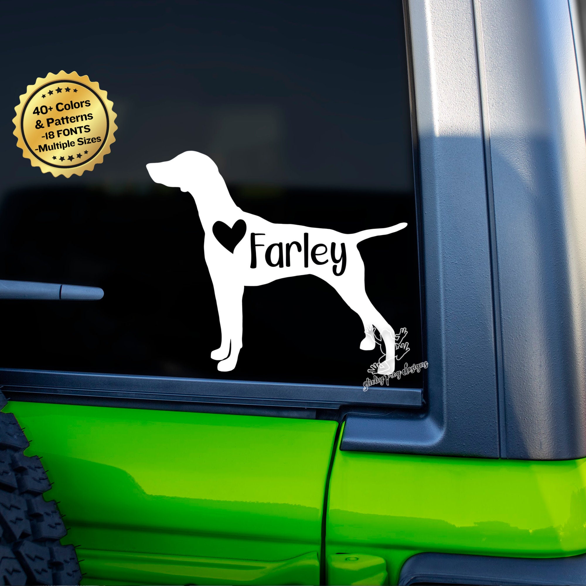 Personalized Vizsla Decal for Cars, Tumblers, Laptops and More - Custom Vizsla Name Sticker - Dog Mom Gift - Pet Name Vinyl Window Decal