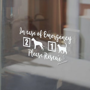 Pet Emergency Rescue Sticker - Pets Inside Decal - In Case of Emergency Please Rescue Cat, Dog, Bird, Rabbit, Turtle Sign