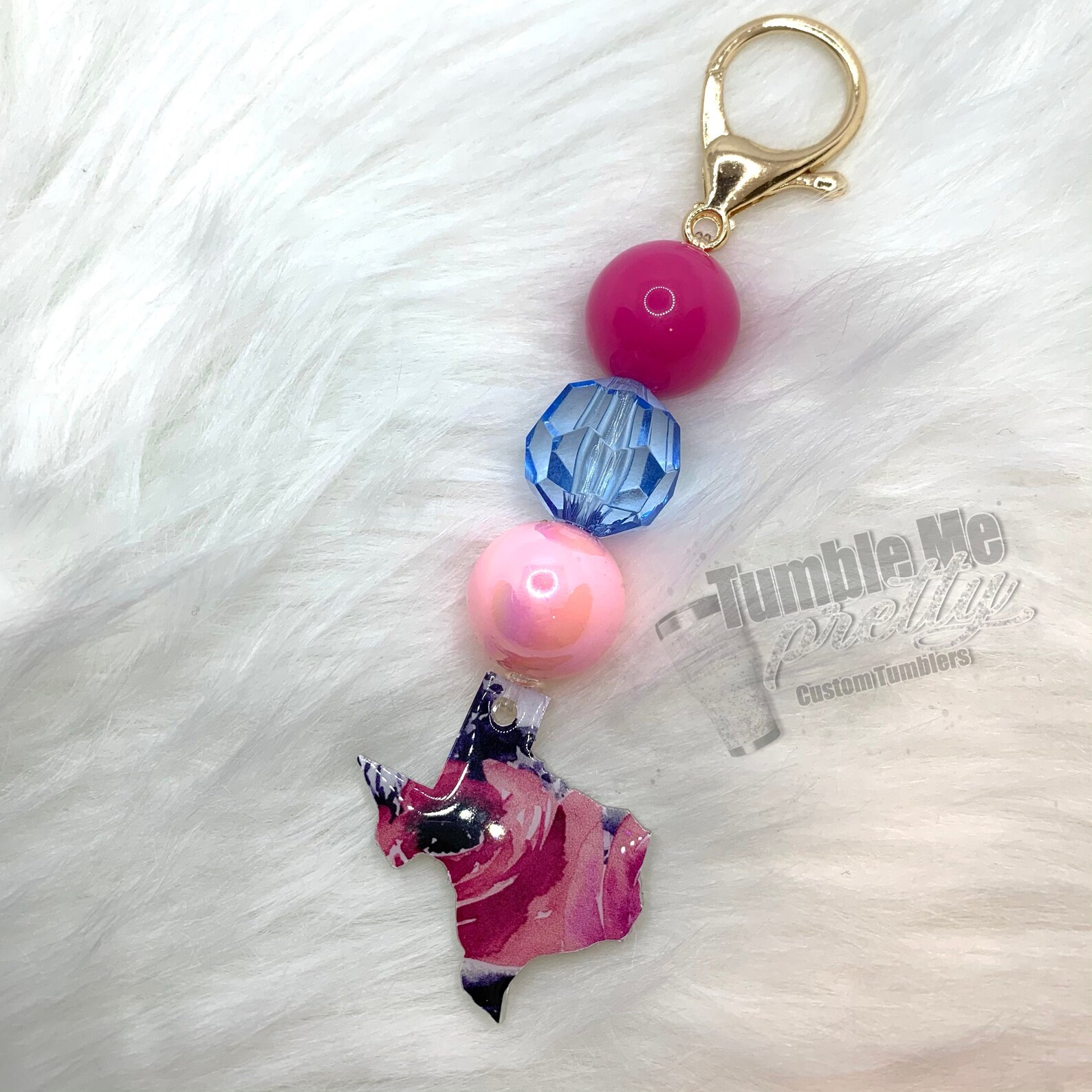 Bubblegum Beaded Texas Keychain Etsy