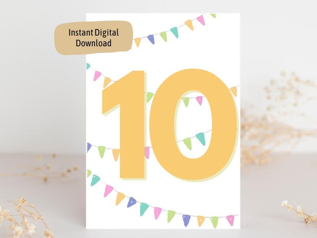 PRINTABLE 10th Birthday Card Printable Card for Girls Boys Happy ...