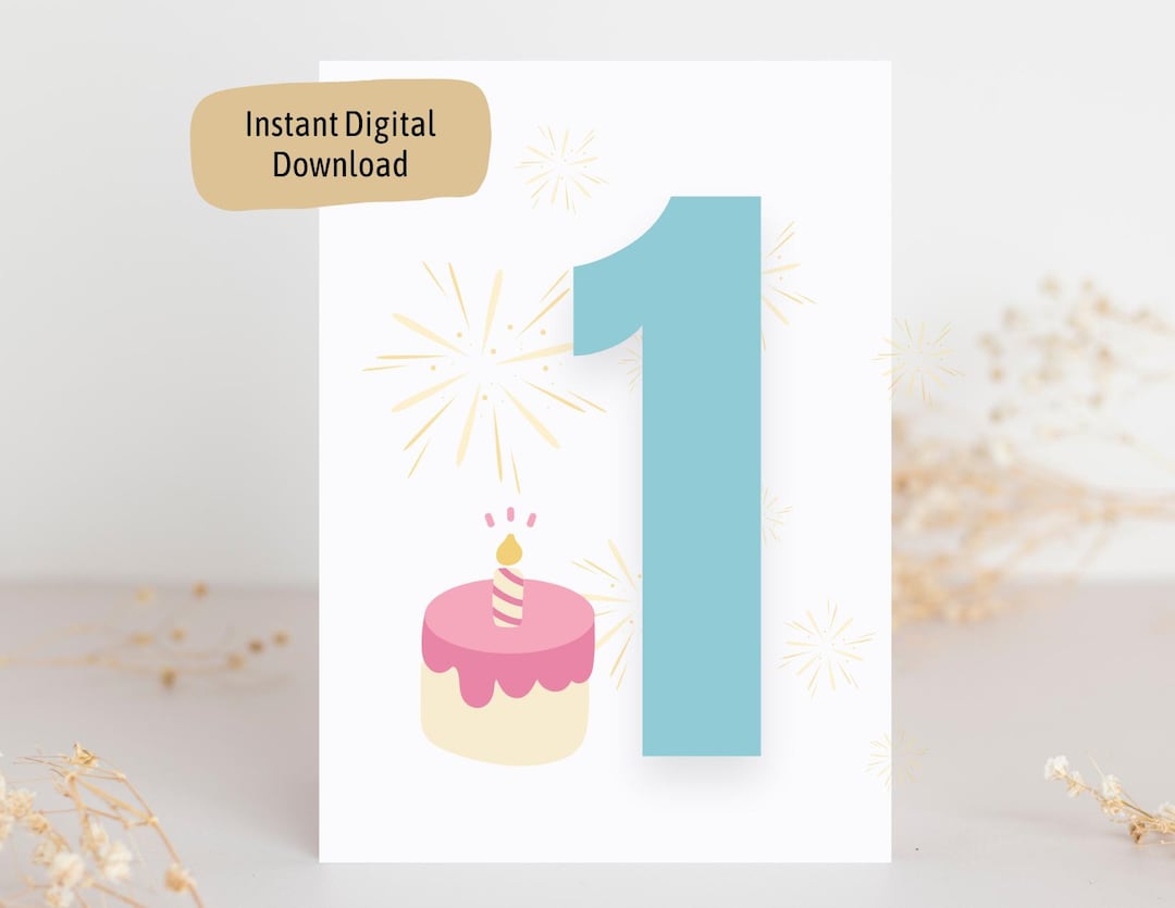 PRINTABLE 1st Birthday Card Printable Card for Girls Boys Happy ...