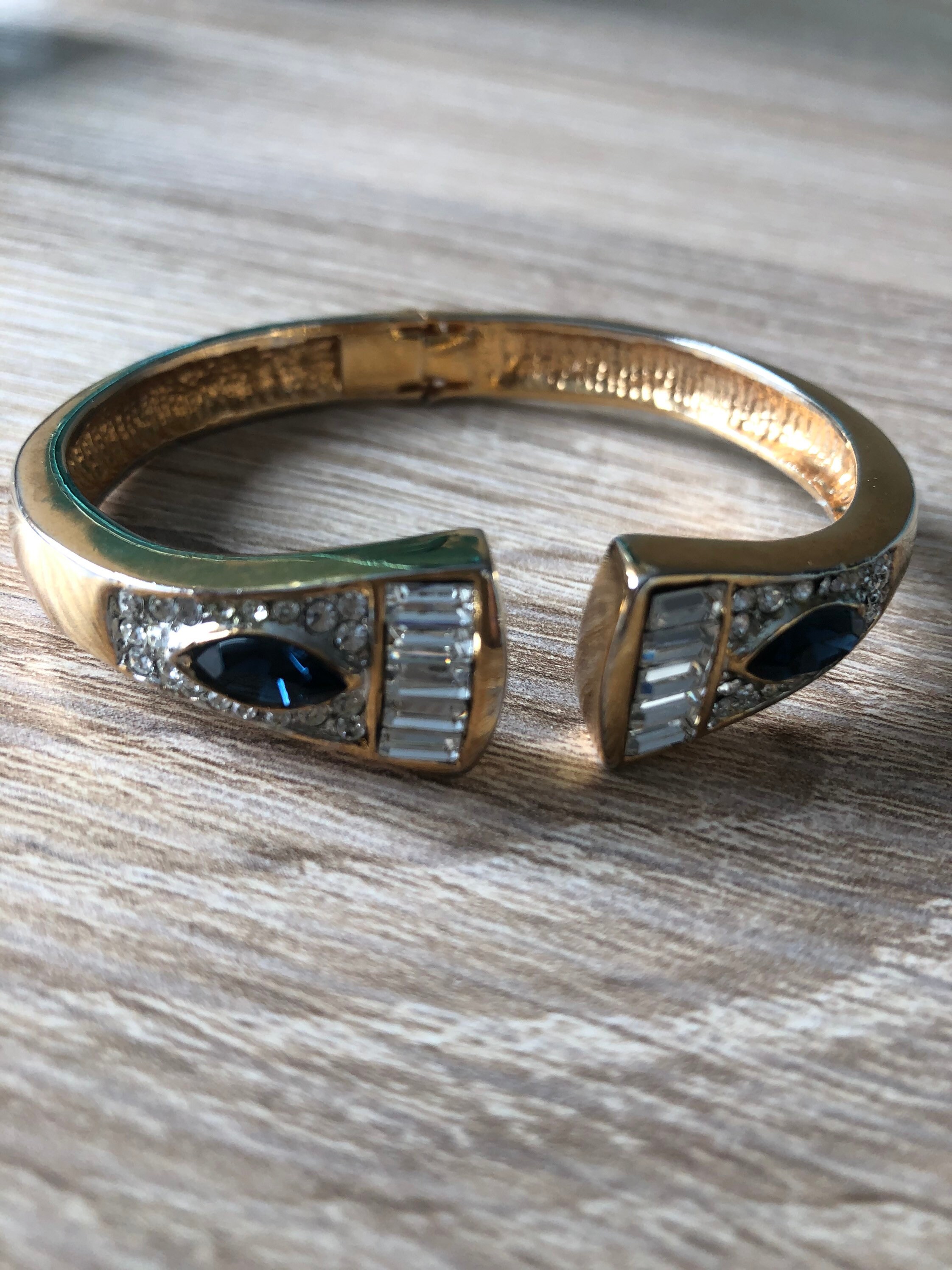 Art Deco Reproduction Cuff Bracelet Rhinestones Etsy