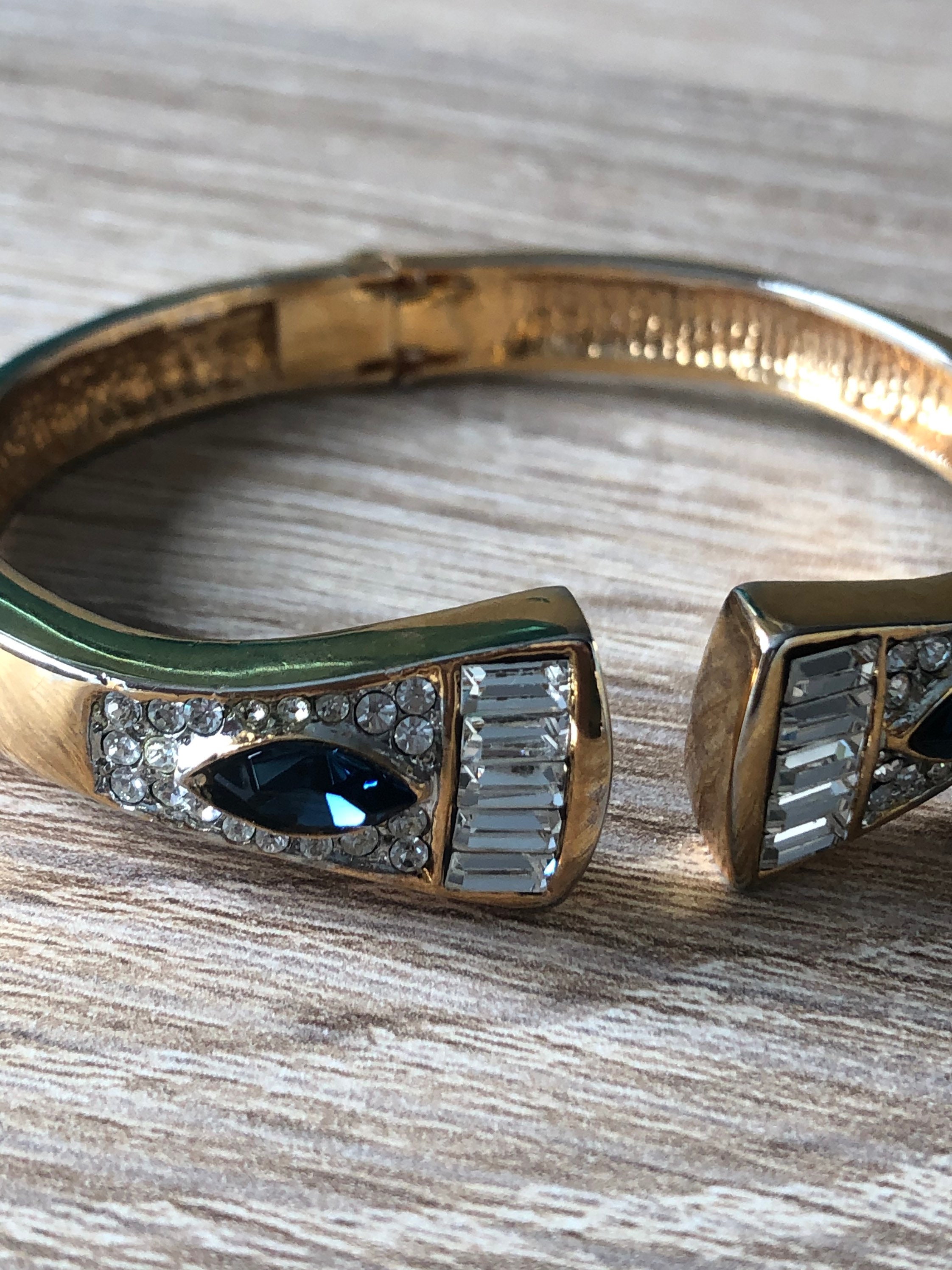 Art Deco Reproduction Cuff Bracelet Rhinestones Etsy