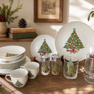 Vintage Jamestown China Holiday Treasure - Christmas Tree Tableware, SOLD INDIVIDUALLY