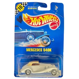 Vintage Hot Wheels 1990 Mercedes 540K #134 – White & Beige Diecast Car – NIB – Mattel HotWheels Collectible